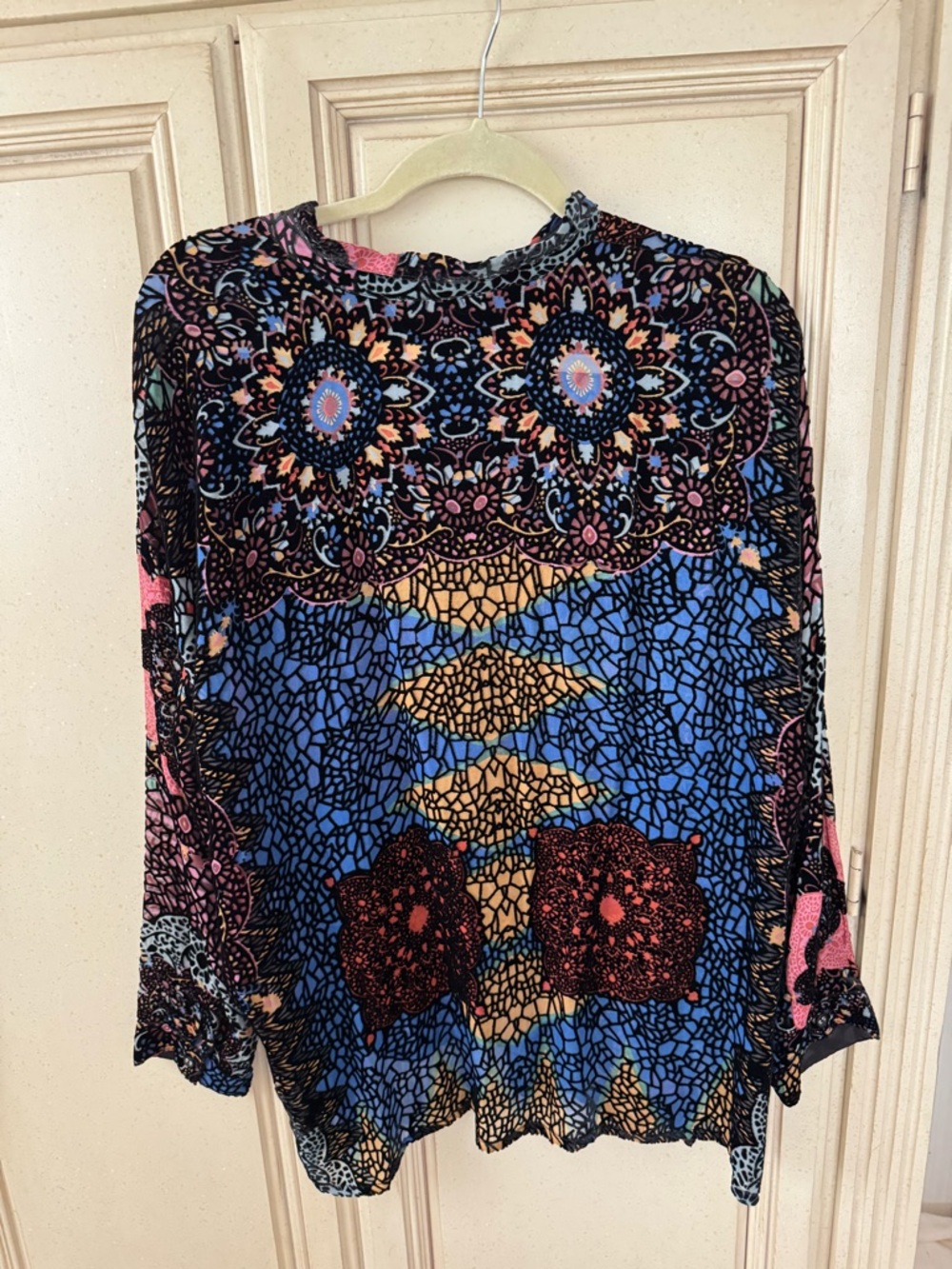 Johnny Was Blue Multi-Pattern Button-Down Shirt - Picture 3 of 3